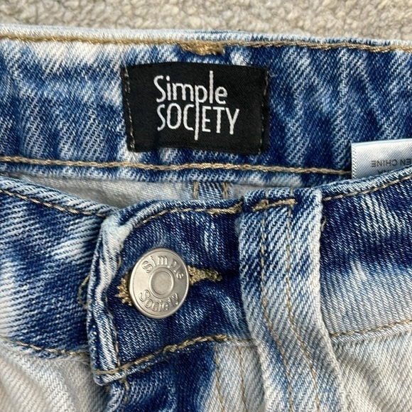 Simple Society Baggy High Rise Cargo Utility Jeans Bleach Wash Sz 3 26 - Picture 10 of 12